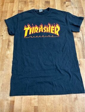 Thrasher Magazine Black Flame Logo T-Shirt Small